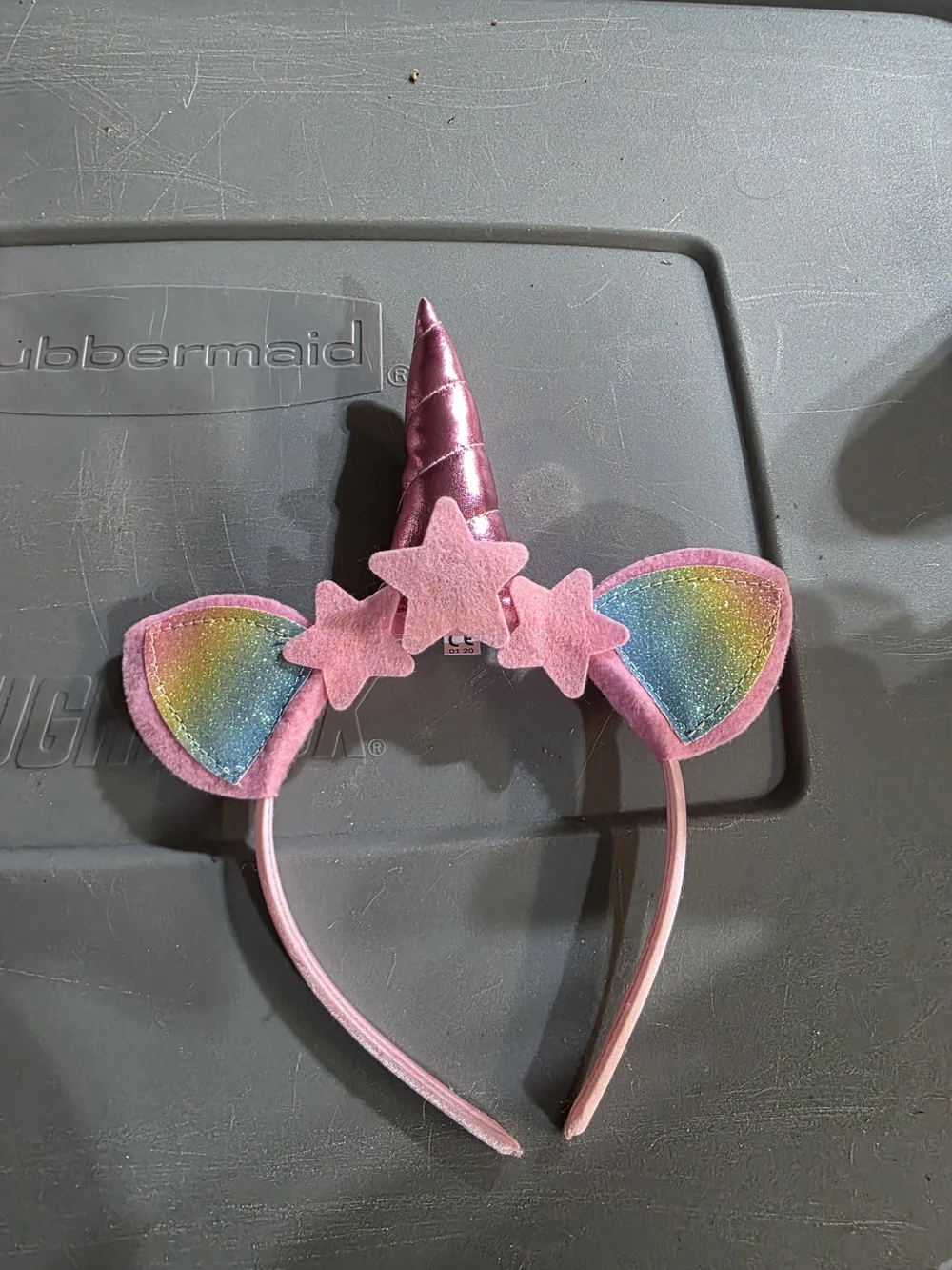 Pink Unicorn Headband with Rainbow Ears